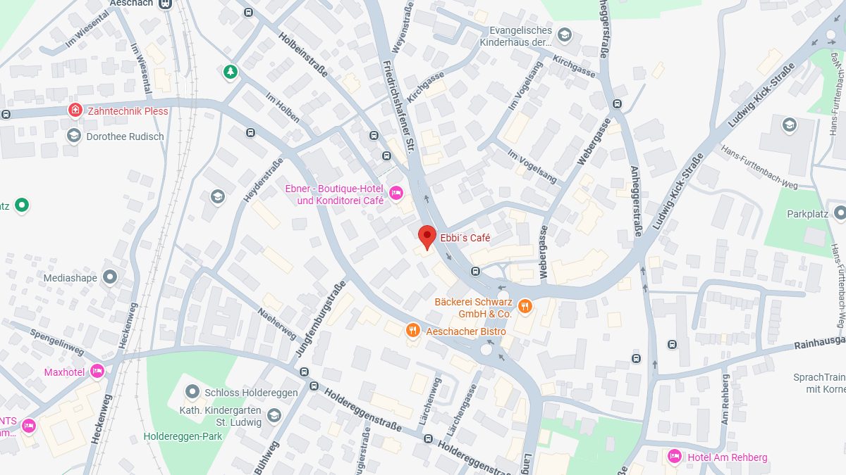 Karte mit dem Standort von Ebbi&rsquo;s Café in der Friedrichshafener Straße 13 in Lindau